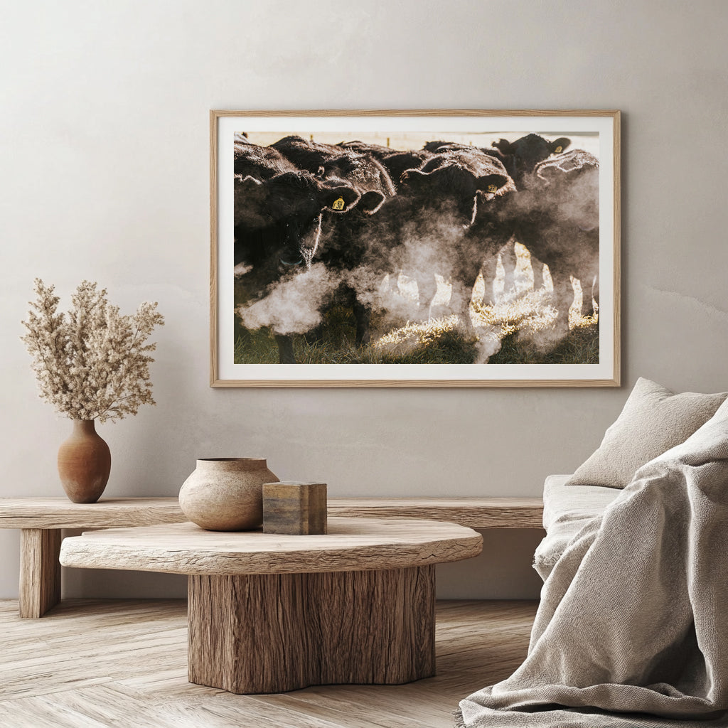 A Steamy Mob A0 Fine Art Print with Oak Frame